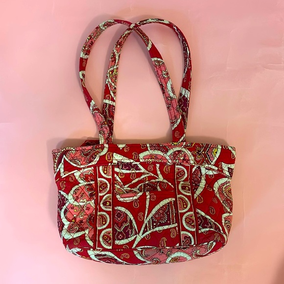 Vera Bradley Handbags - Vera Bradley Rosie Posie Red Pink Small Tote Bag / Shoulder Purse with Pockets